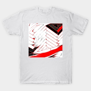 red grey black and white abstract geometrical art T-Shirt